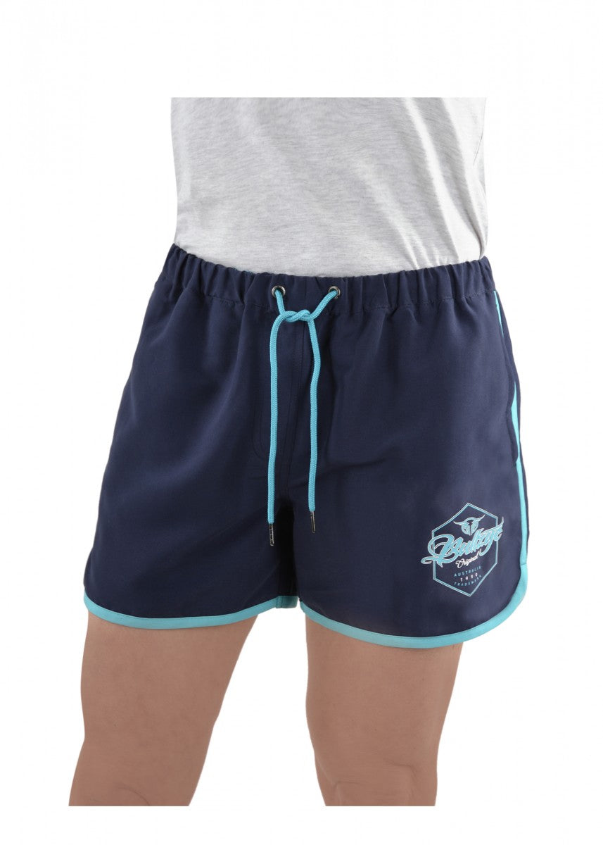 Bullzye | Womens | Shorts | Classic Boardies | Navy/Aqua