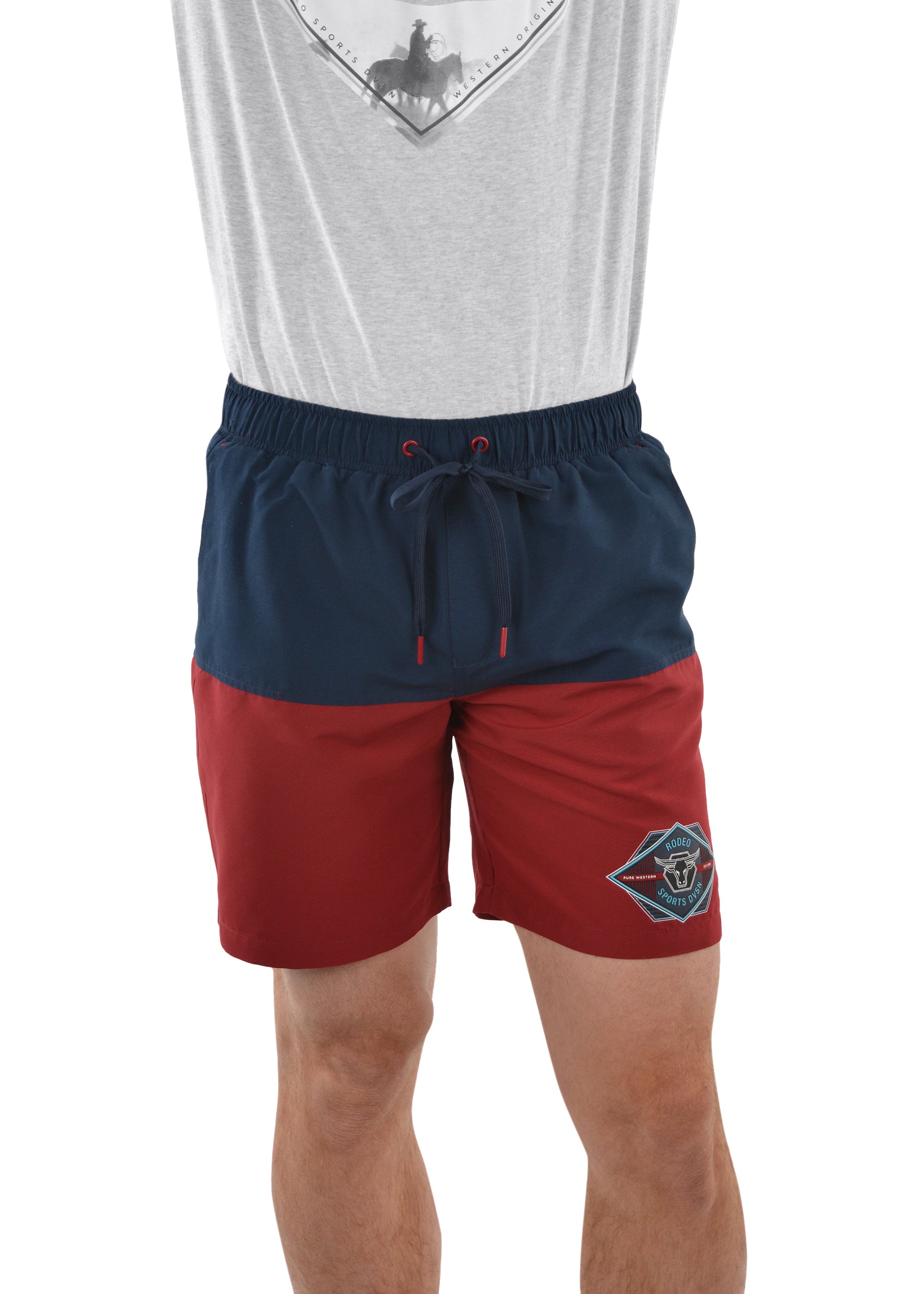 Pure Western | Mens | Shorts | Wright | Navy Red
