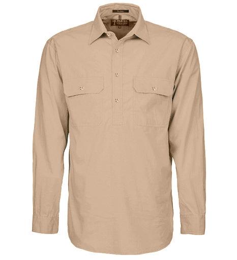 Mens | Shirt LS | Half Button | Pilbara | Clay