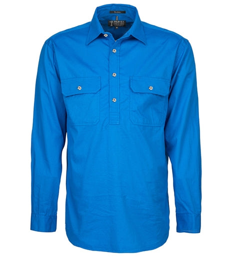 Mens | Shirt LS | Half Button | Pilbara | Light Blue