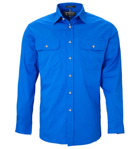 Mens | Shirt LS | FULL Button | Pilbara | Cobalt Blue