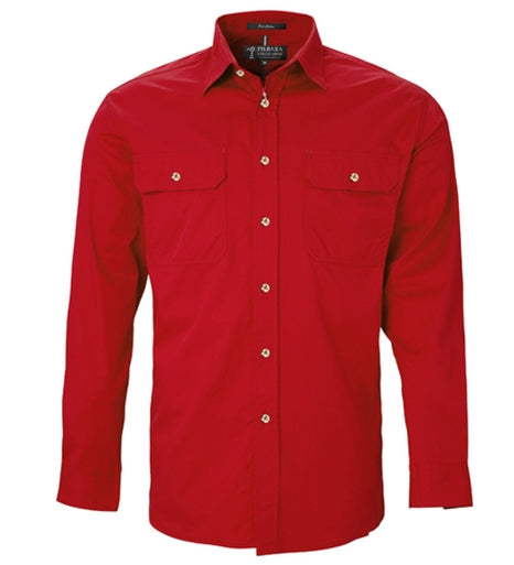 Mens | Shirt LS | FULL Button | Pilbara | Red