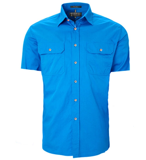 Mens | Shirt SS | FULL Button | Pilbara | Light Blue