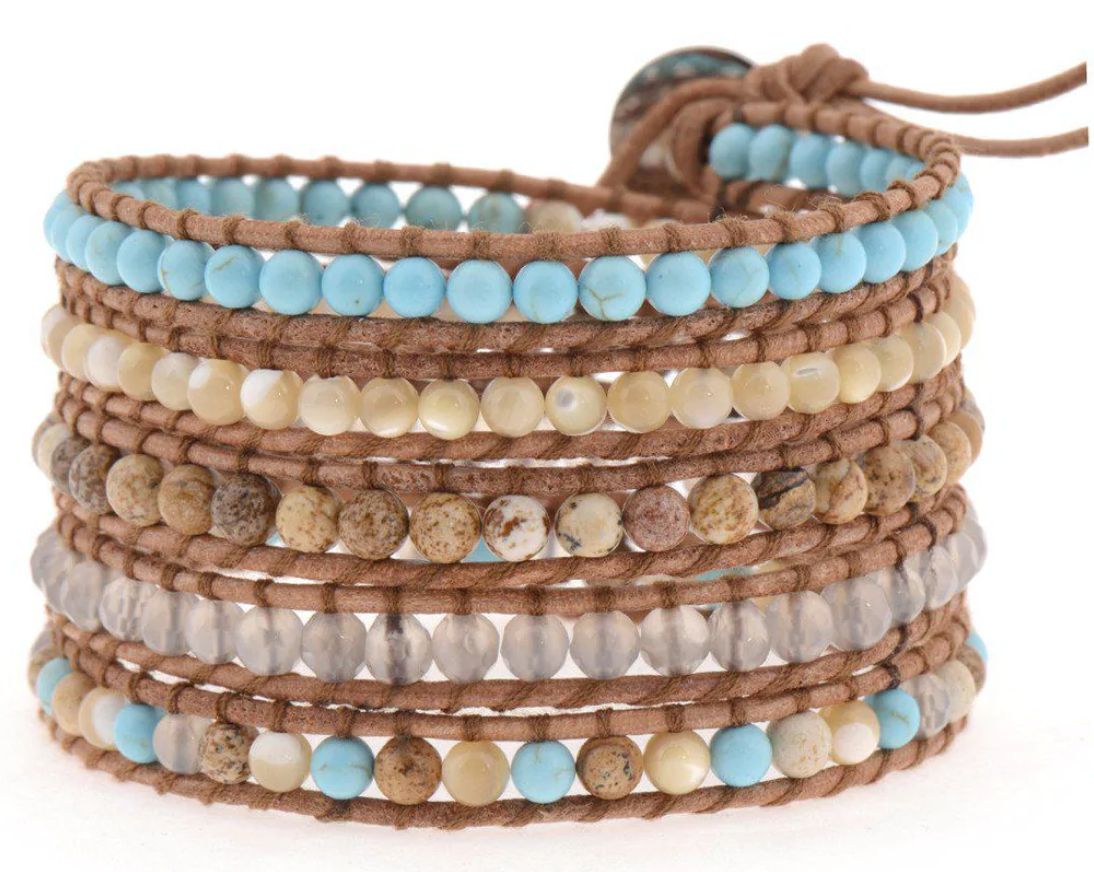 VE | Jewellery | Wrap | Turquoise & Shell on Natural | Katie