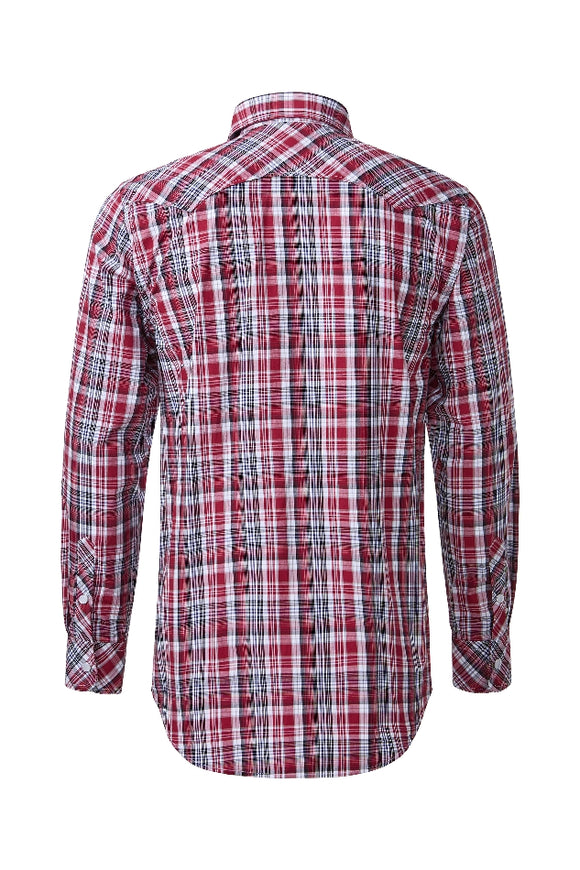 Shirt LS | Mens | Pilbara Western | Red/Black/White - Snap Button
