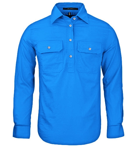 Womens | Shirt LS | Half Button | Pilbara | Light Blue