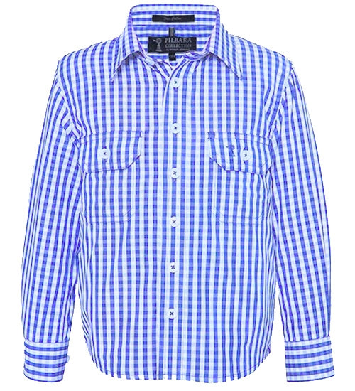 Kids | Shirt LS | Pilbara | Check | Blue/White