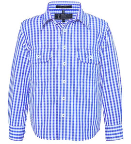 Kids | Shirt LS | Pilbara | Check | Blue/White