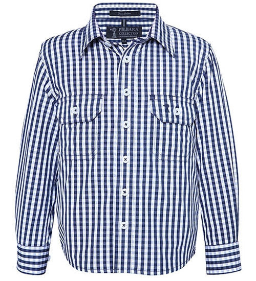 Kids | Shirt LS | Pilbara | Check | Navy/White