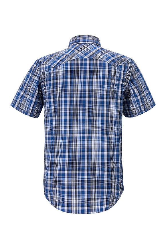 Shirt SS | Mens | Pilbara Western | Blue/Black/White - Snap Button