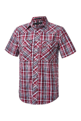 Shirt SS | Mens | Pilbara Western | Red/Black/White - Snap Button