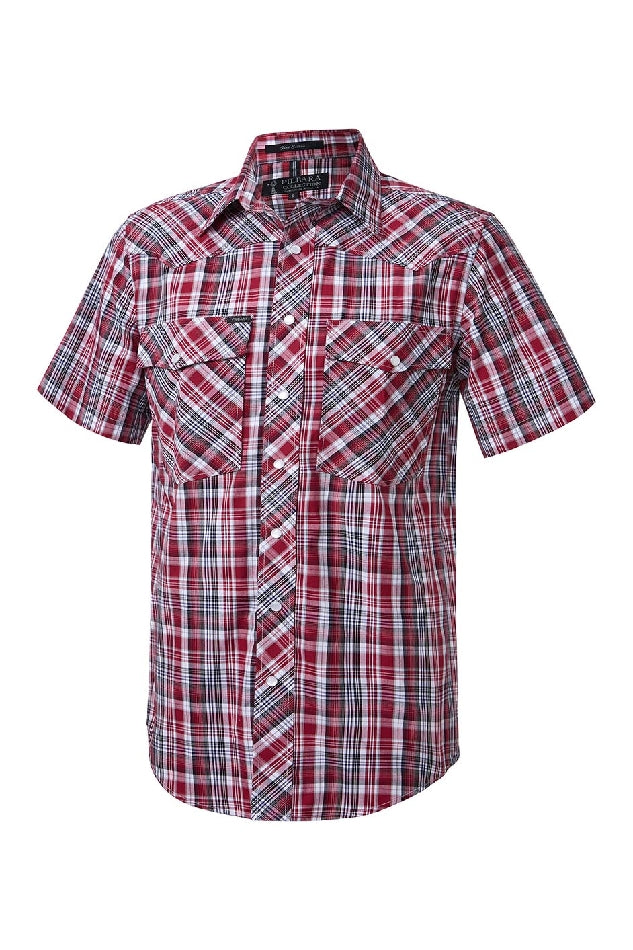 Shirt SS | Mens | Pilbara Western | Red/Black/White - Snap Button