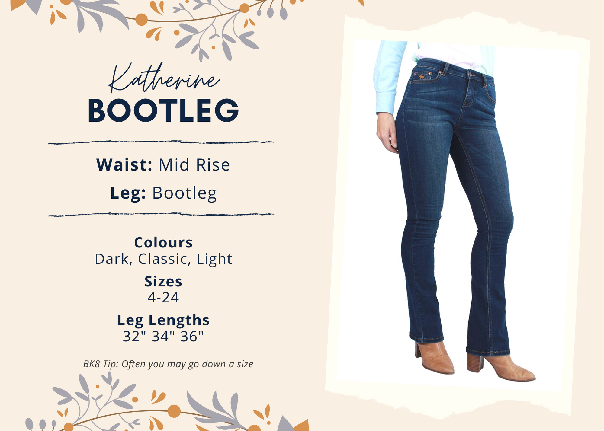 Ringers Western | Womens | Jeans | 34" | Boot Cut | Waist Mid | Katherine | Classic Blue