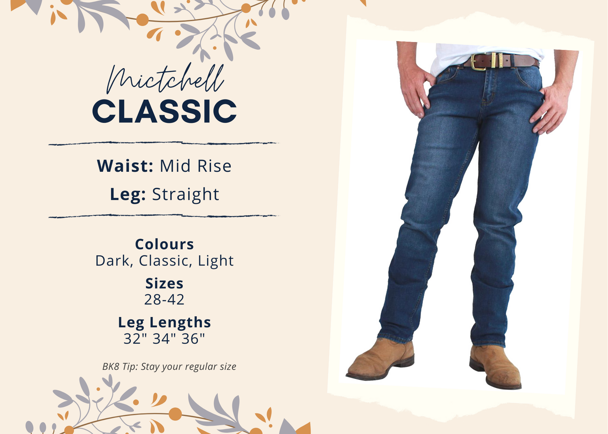 Ringers Western | Mens | Jeans | Straight | 34" | Mitchell | Mid Blue