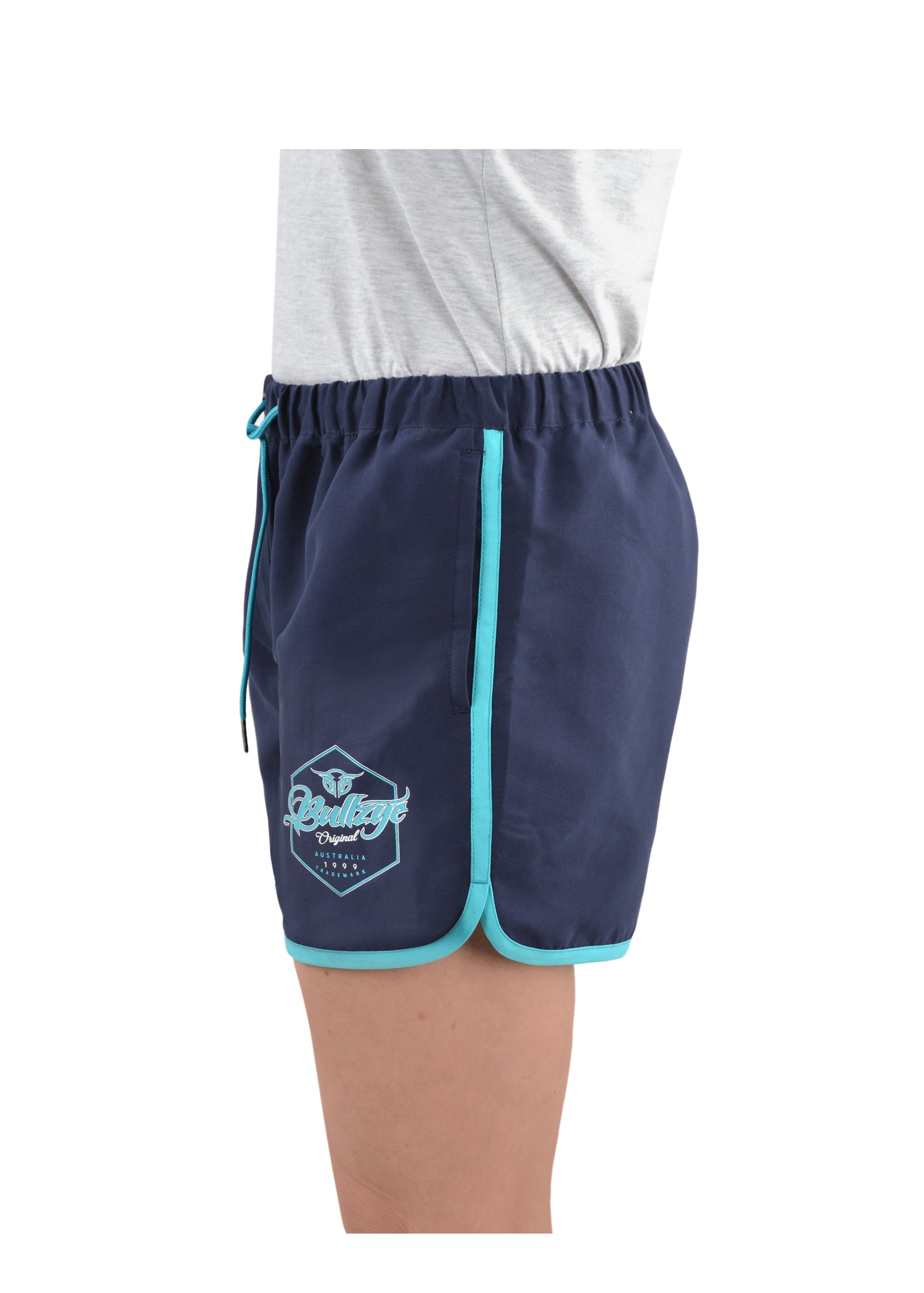 Bullzye | Womens | Shorts | Classic Boardies | Navy/Aqua