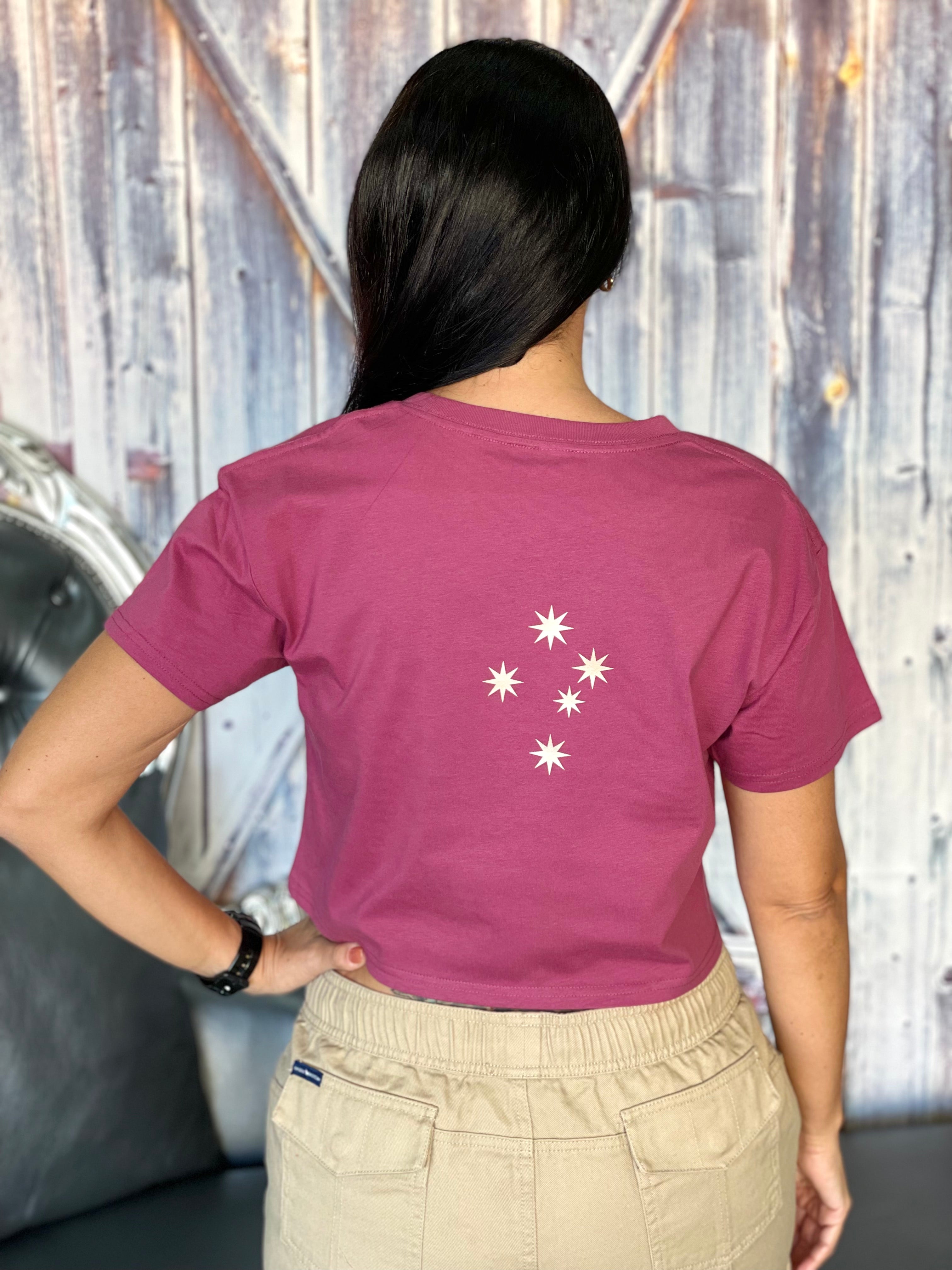 BK8 | Womens | Tee SS | Ash | Southern Cross | Berry