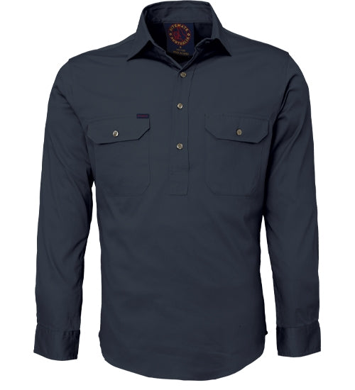 Mens | Shirt LS | Half Button | Pilbara | Black