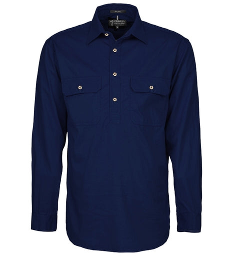 Mens | Shirt LS | Half Button | Pilbara | Navy