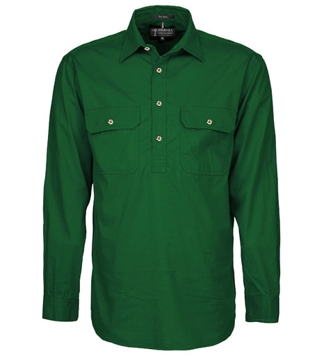 Mens | Shirt LS | Half Button | Pilbara | Green