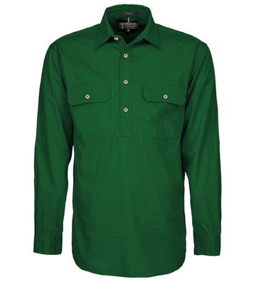 Mens | Shirt LS | Half Button | Pilbara | Green