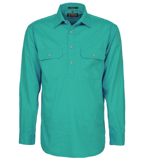 Mens | Shirt LS | Half Button | Pilbara | Jade