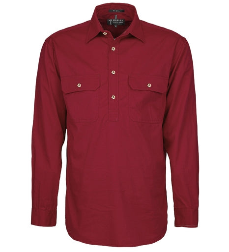 Mens | Shirt LS | Half Button | Pilbara | Ochre