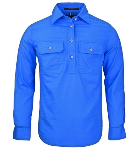 Womens | Shirt LS | Half Button | Pilbara | Cobalt-Blue