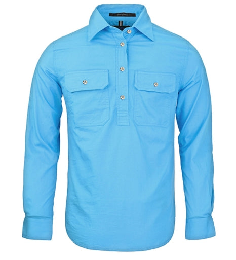 Womens | Shirt LS | Half Button | Pilbara | Cornflower