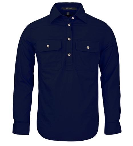 Womens | Shirt LS | Half Button | Pilbara | Navy