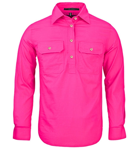 Womens | Shirt LS | Half Button | Pilbara | Fuschia