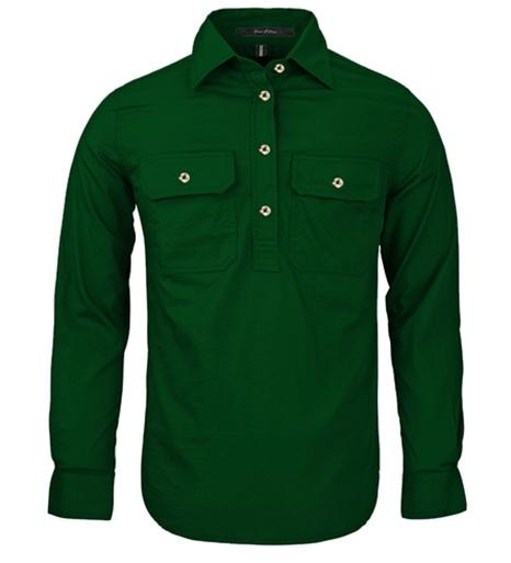 Womens | Shirt LS | Half Button | Pilbara | Green