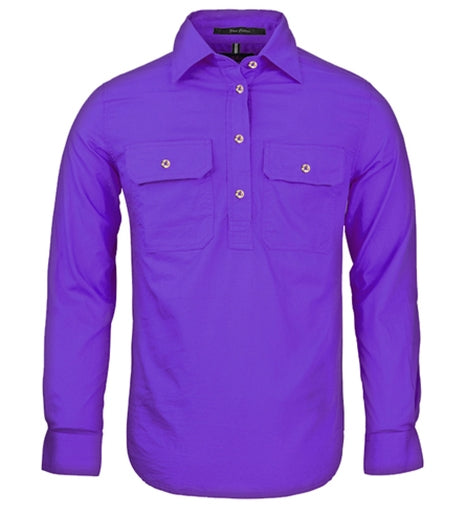 Womens | Shirt LS | Half Button | Pilbara | Purple