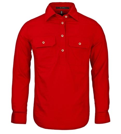 Womens | Shirt LS | Half Button | Pilbara | Red