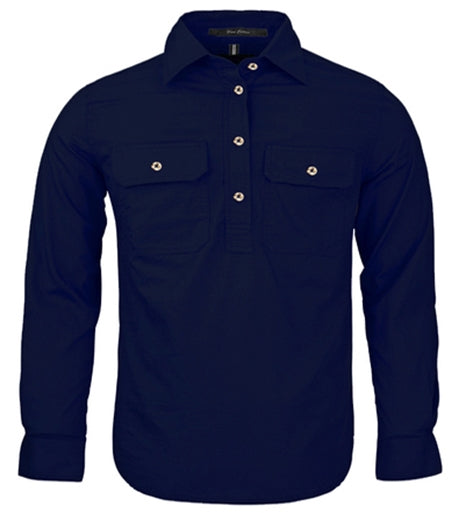 Kids | Shirt LS | Half Button | Pilbara | Navy