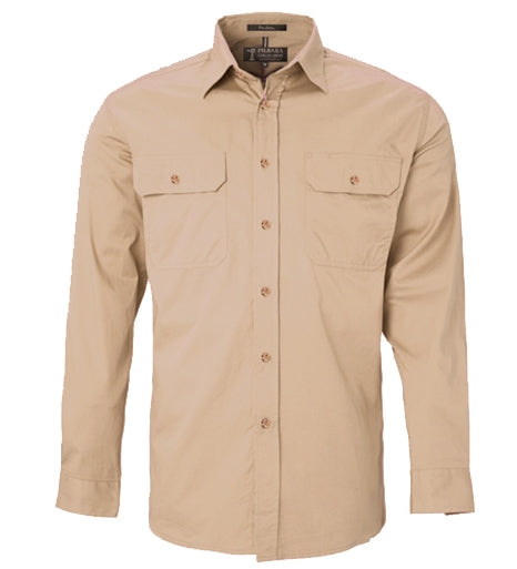 Mens | Shirt LS | FULL Button | Pilbara | Clay