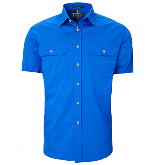 Mens | Shirt SS | FULL Button | Pilbara | Cobalt Blue