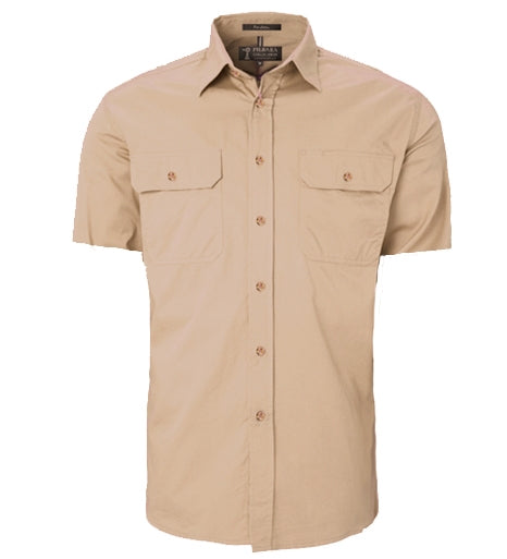 Mens | Shirt SS | FULL Button | Pilbara | Clay