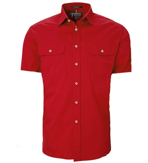 Mens | Shirt SS | FULL Button | Pilbara | Red