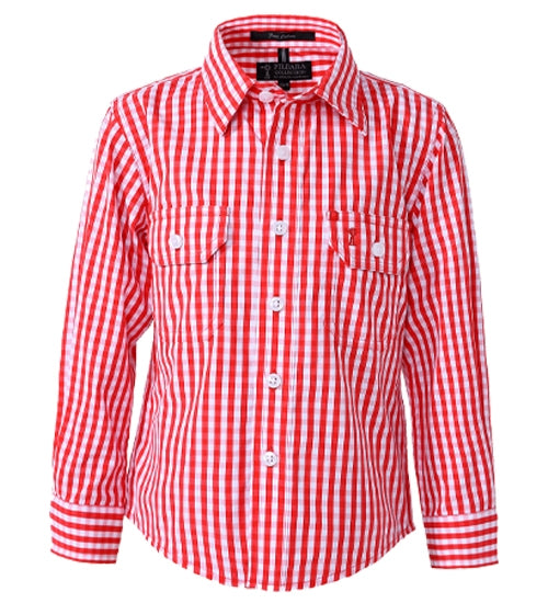 Ritemate | Kids | Shirt LS | Check | Long Sleeve | Red White