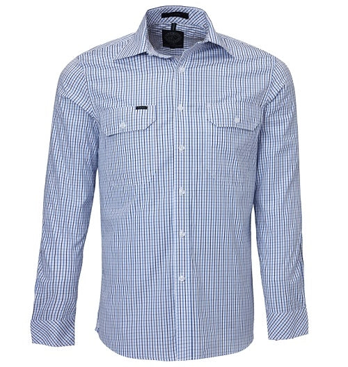 Ritemate | Mens | Shirt LS | Pilbara | Blue/Navy/White