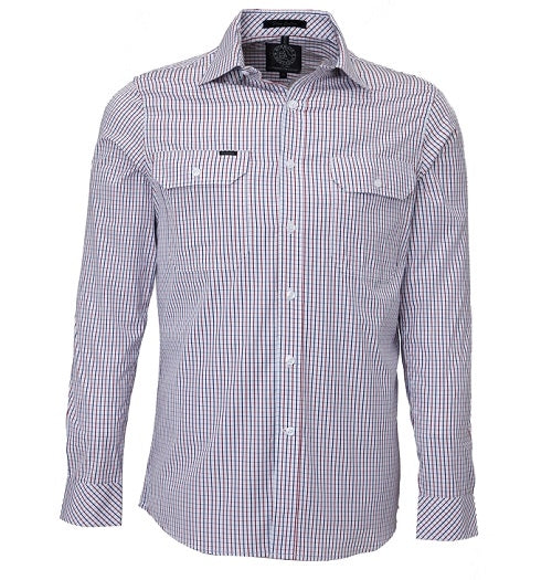 Ritemate | Mens | Shirt LS | Pilbara | Check Mid | Red/Navy/White