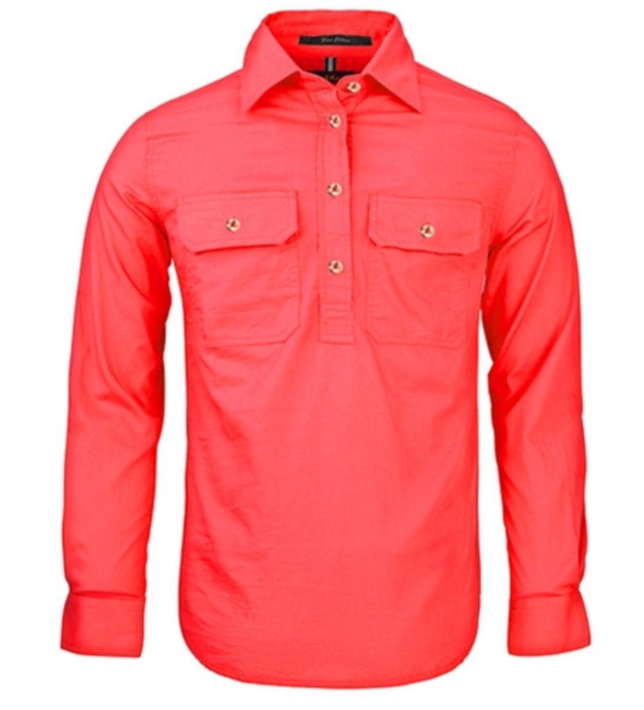 Womens | Shirt LS | Half Button | Pilbara | Watermelon