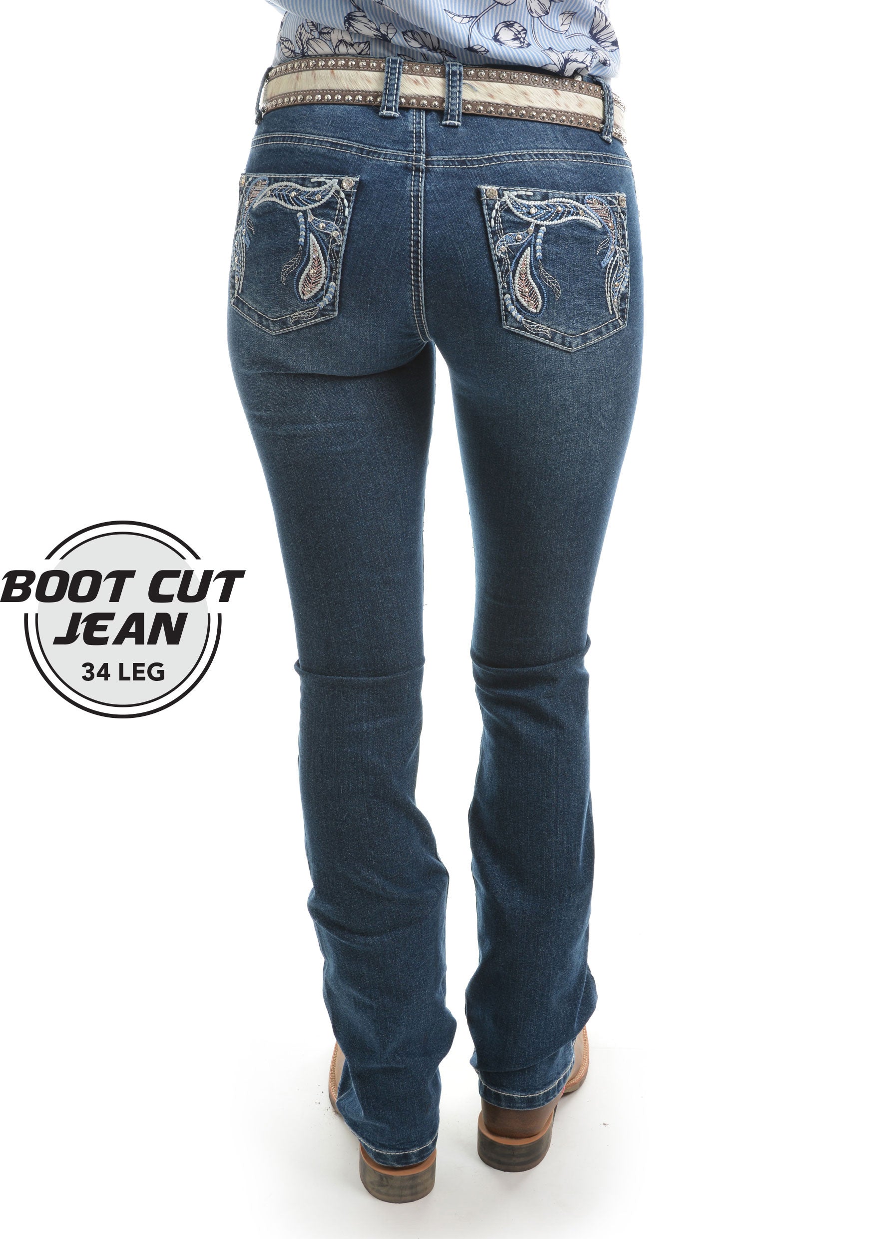 Pure Western | Womens | Jeans | Waist Low | Bootcut | 34" | Elora - BK8 Outfitters Australia